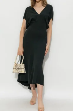 Victoria Beckham GREEN Asymmetrical dress with V-neckline