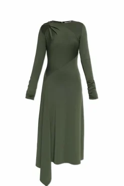 Victoria Beckham GREEN Asymmetric dress with draping