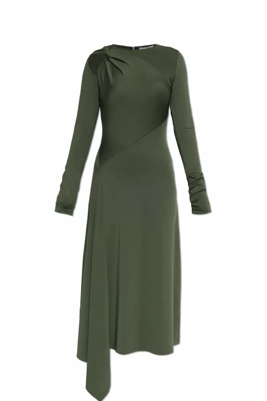 Victoria Beckham GREEN Asymmetric dress with draping