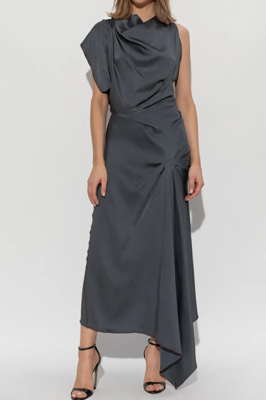 Victoria Beckham GREY Asymmetric dress with draping