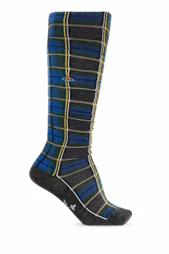 Vivienne Westwood NAVY BLUE Socks with a plaid pattern