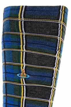 Vivienne Westwood NAVY BLUE Socks with a plaid pattern