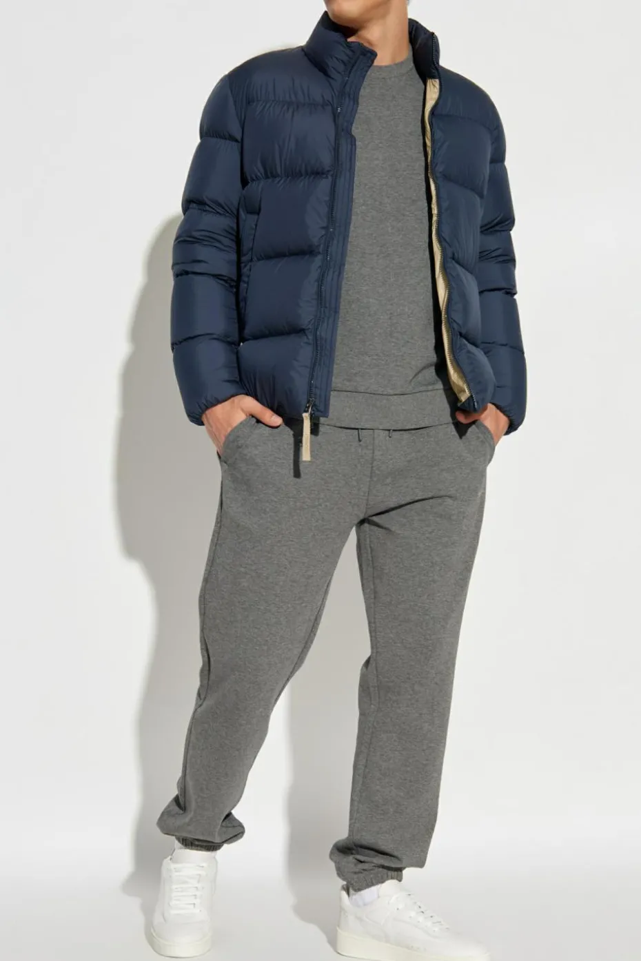 Woolrich NAVY BLUE Down jacket with stand-up collar
