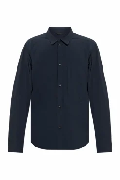 Woolrich NAVY BLUE Shirt with zip pocket
