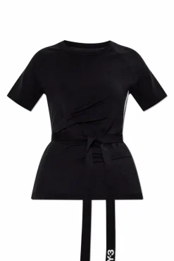 Y-3 BLACK T-shirt with drawstrings