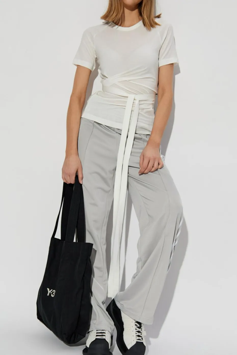 Y-3 WHITE T-shirt with drawstrings
