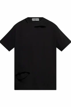 Yohji Yamamoto BLACK T-shirt with vintage effect