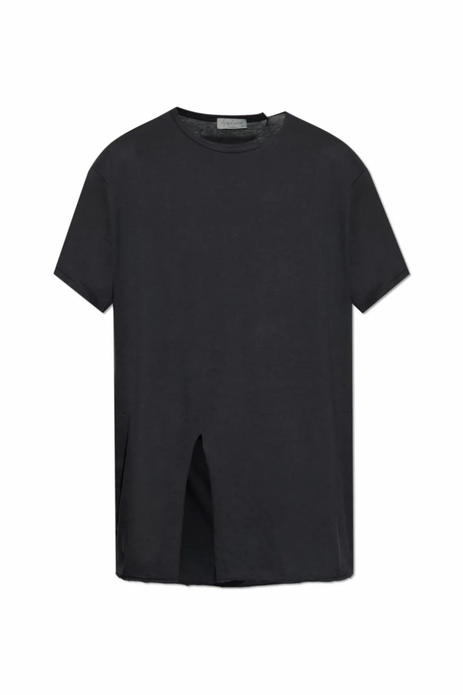 Yohji Yamamoto BLACK T-shirt with a slit