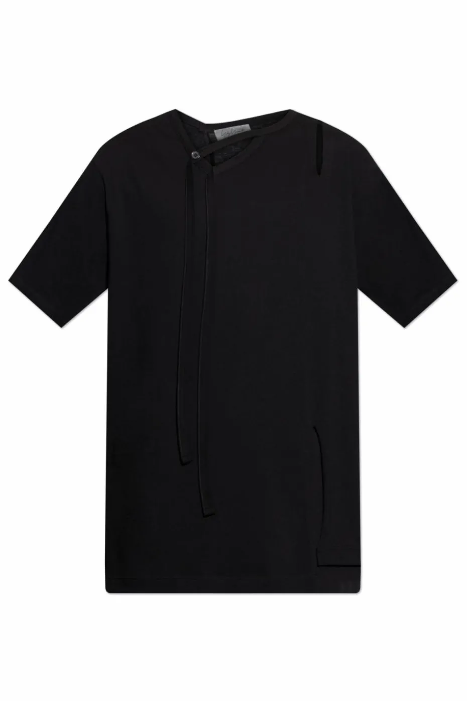 Yohji Yamamoto BLACK T-shirt with slit
