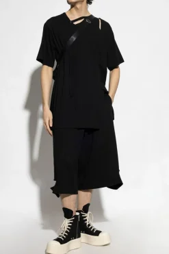 Yohji Yamamoto BLACK T-shirt with slit