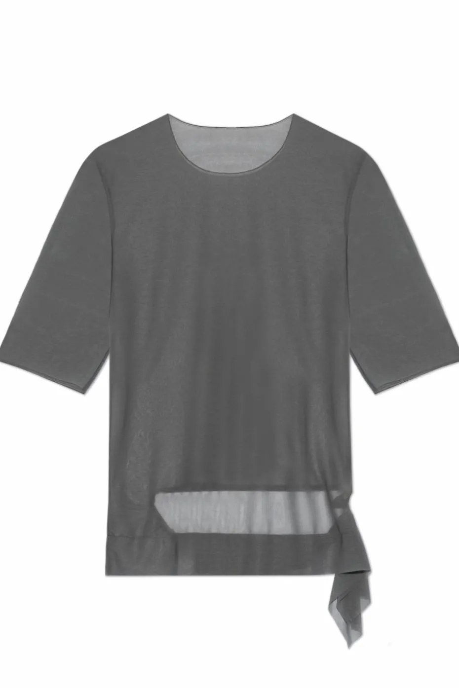 Yohji Yamamoto GREY T-shirt with decorative finish