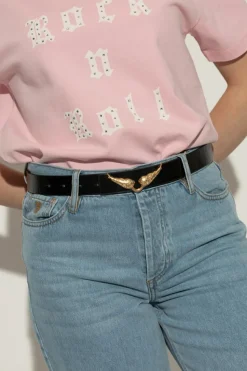 Zadig & Voltaire BLACK Leather belt "Rock"