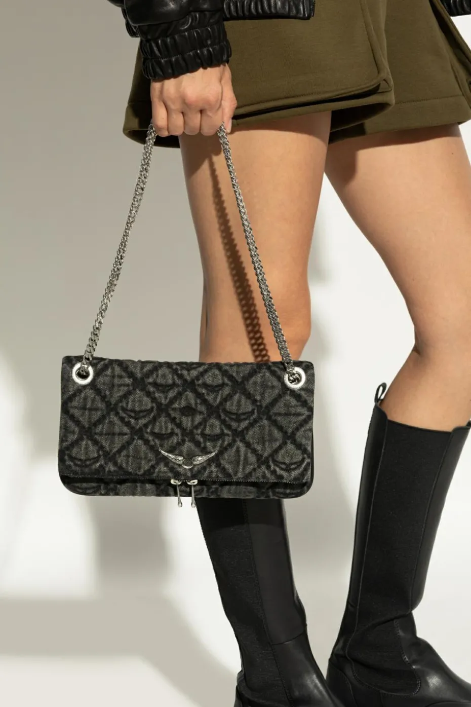 Zadig & Voltaire GREY Denim shoulder bag with logo