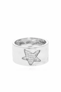 Zadig & Voltaire SILVER "Rock Star" ring with shimmering crystals