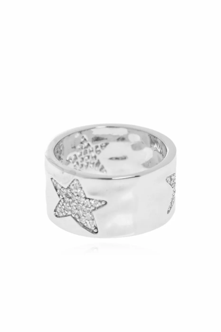 Zadig & Voltaire SILVER "Rock Star" ring with shimmering crystals